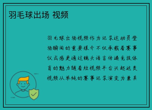 羽毛球出场 视频